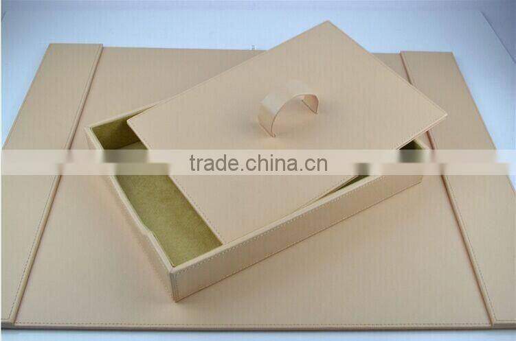 China OEM design genuine leather office storage box multipurpose office desk mat