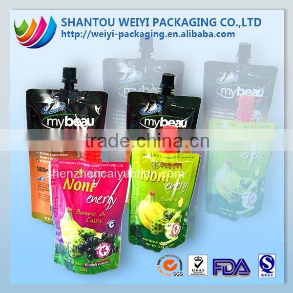 Customized printing doypack liquid stand up spout pouch,juice packaging spout pouch