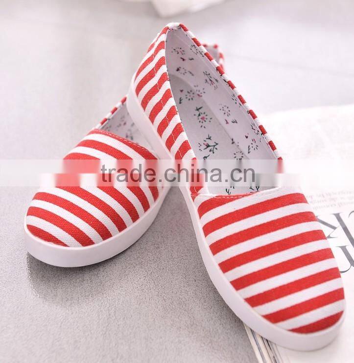 2016 women latest stripe canvas leisure shoe