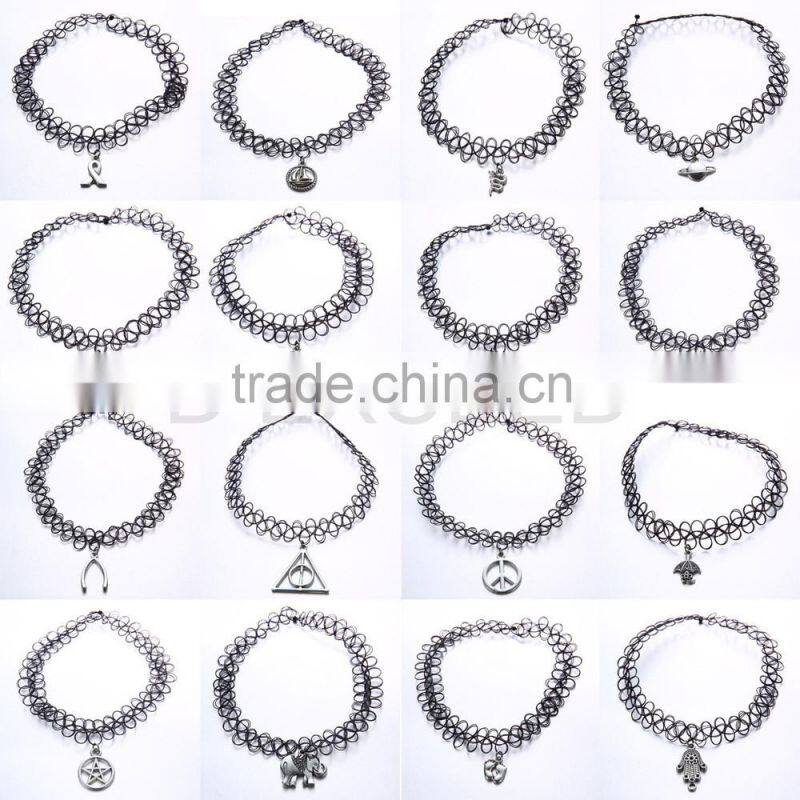 2015 Hot Plastic Elastic Tattoo Choker Necklace
