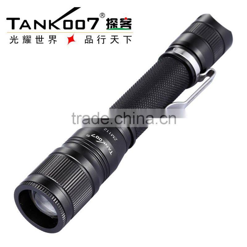 High quality zoom flashlight torch, with 2*AAA battery 5 modes 260 lumens, from TANK007 factory ZM112