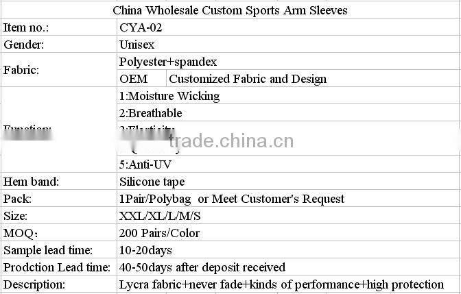 Wholesale Custom Sports Arm Sleeves