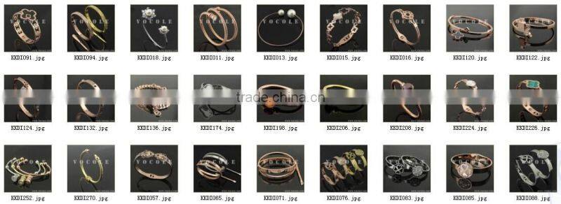 Spring design thin cuff gold stainless steel pearl bracelet
