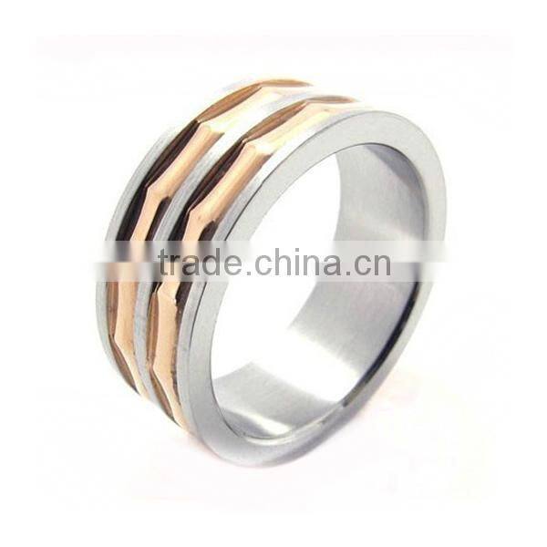 Classical chain design band stainless steel gold plated ring gold plated cock rings gold plated engagement rings (LR7614)