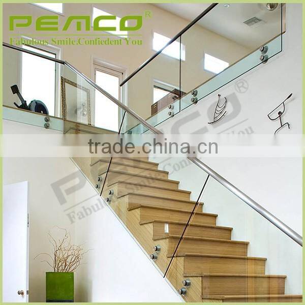 Custom design stainless steel tubular glass portable steps retractable clear stair handrail