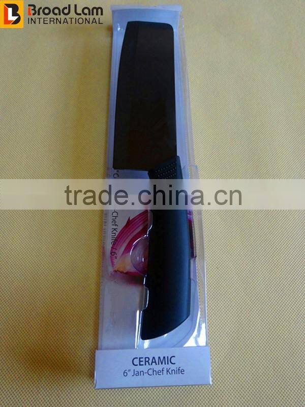 6" Jan-Chef Ceramic Knife Black Blade Ceramic Kitchen Knife, satin finish, black handle PVC box