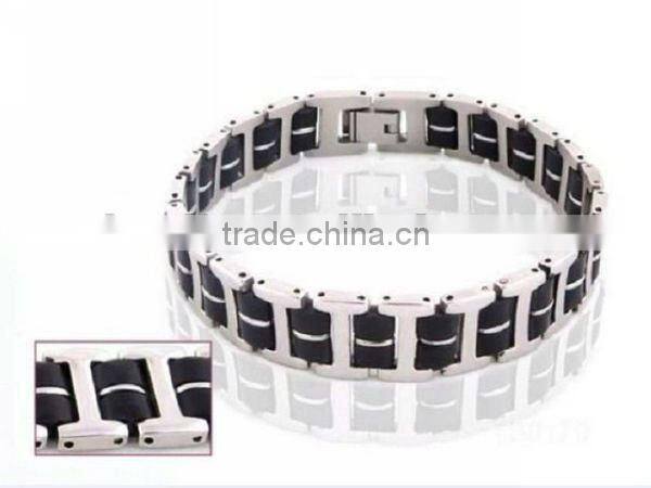Black Silicone Stainless steel Bracelet #17000