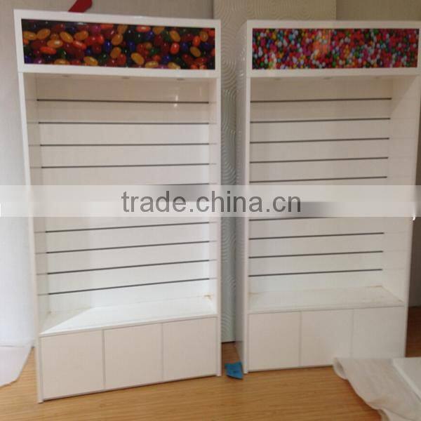 wooden high gloss painting used candy display racks shelves