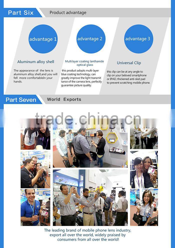 High Quality Phone Accessary Optical Glass / ABS Clip Universal 8X Telephoto Lens