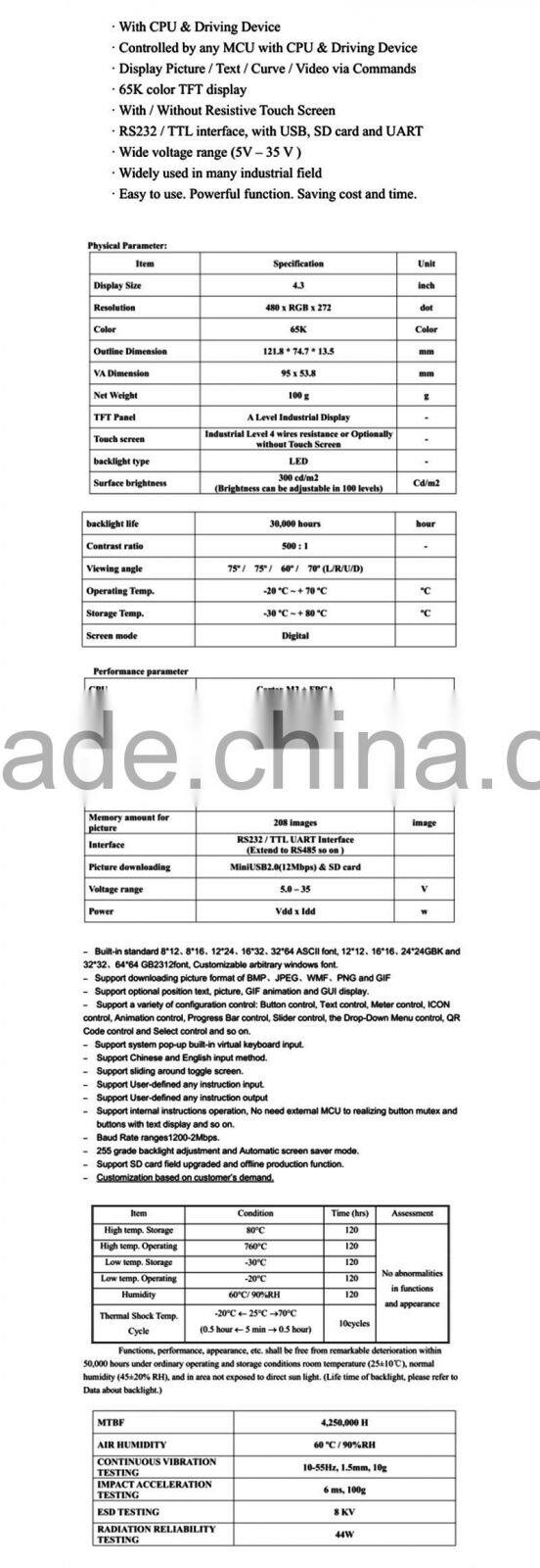 4.3 inch LCD module withdriver usb 2.0 to rs232 Controller Board Industrial real-time FORTRAN
