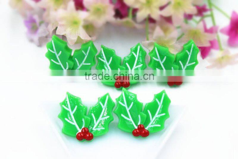 New arrival resin Christmas pine boughs resin hair bow resin cabochons flatback resin DIY resin for kids hair phone accessaries