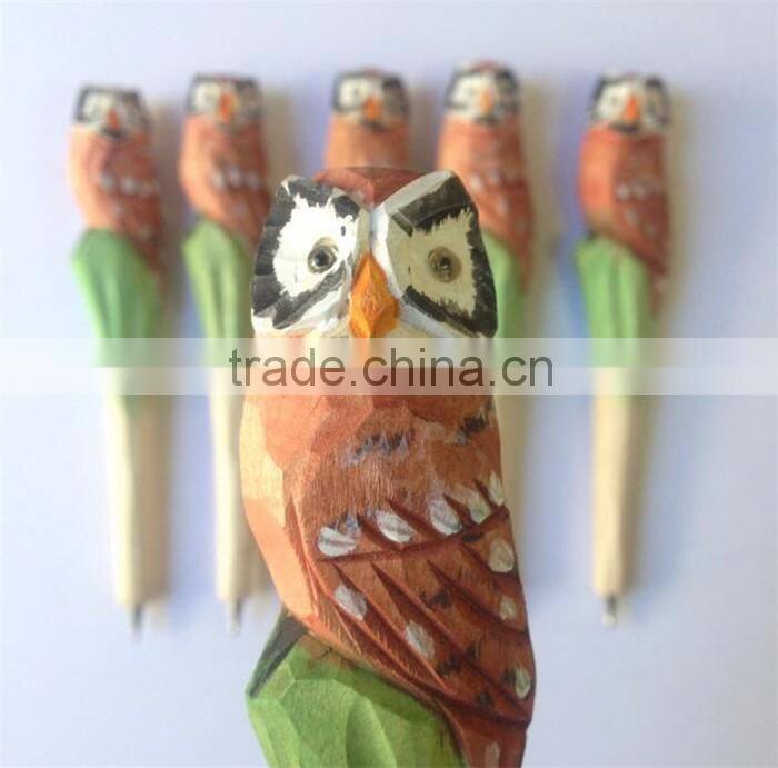 Wholesale animal figurine wooden carved pen