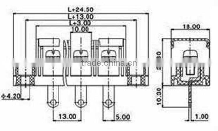 Barrier Terminal Block with Fixing Hole and Transparent Cover KDT75 600V 40A 13mm Pitch