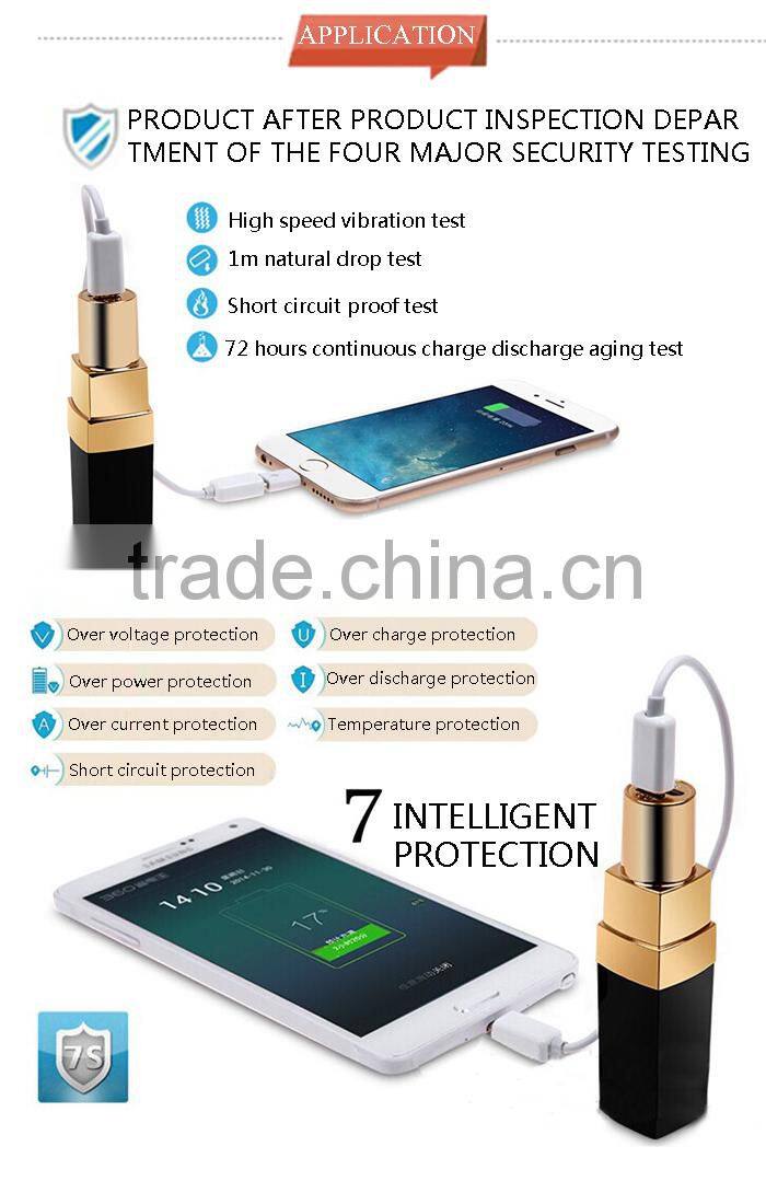 2015 New best selling lipstick power bank charger 2600mah speaker power bank portable power bank laptop