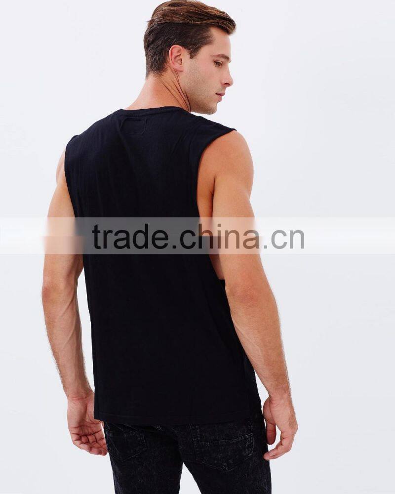 Daijun OEM wholesale black dri fit 100% cotton men printing bodybuilding tank top
