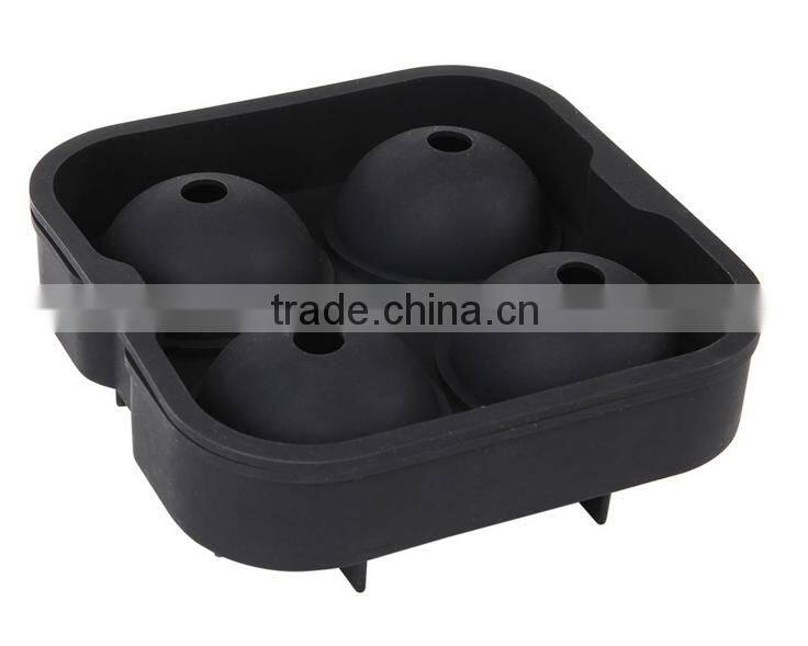 Hot Selling 4 cavities round silicone ice ball tray