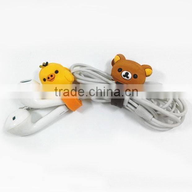 Factory silicone earphone cable winder wholesale rubber cable holder Coil