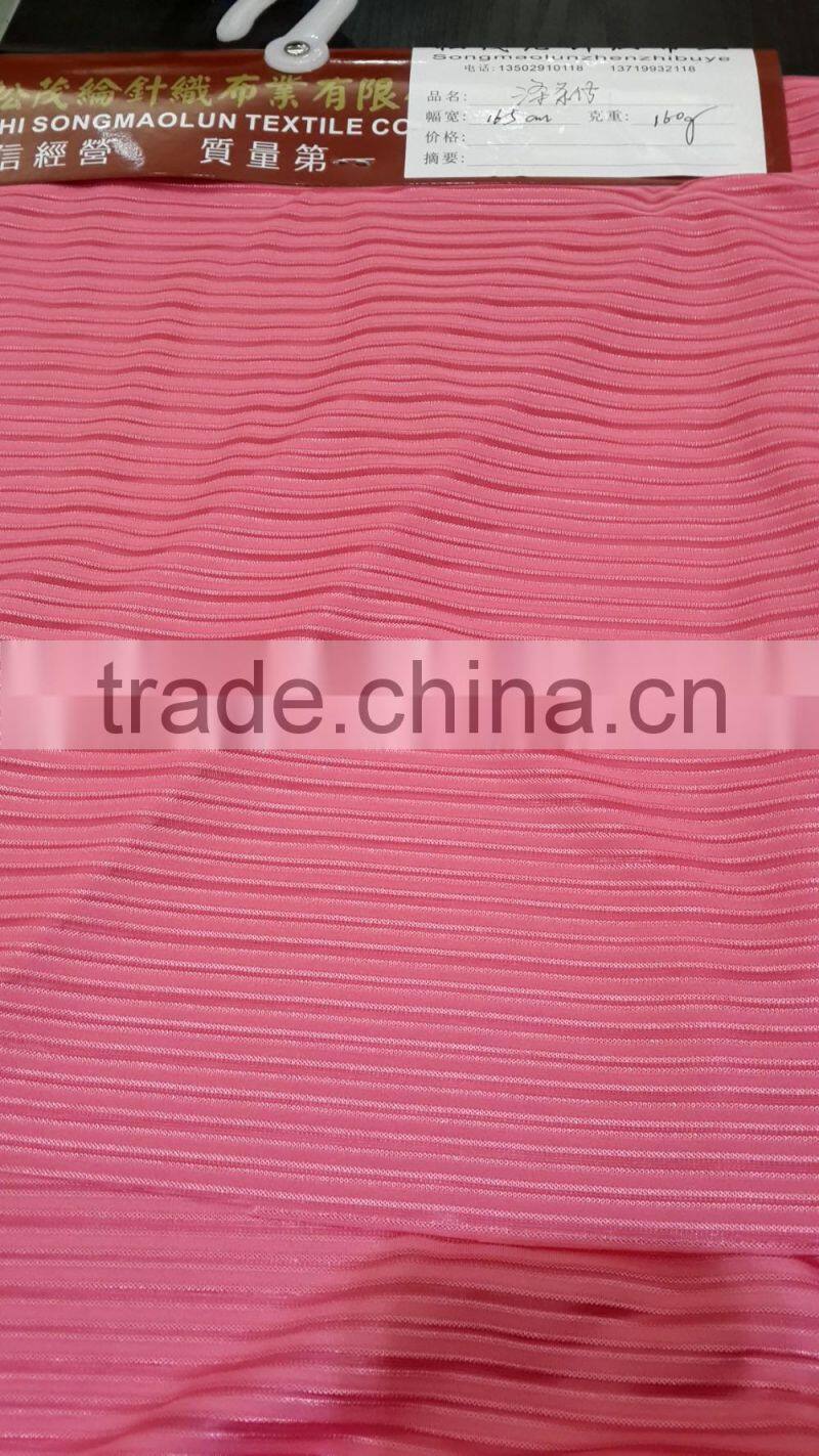 Wept Knit Polyester Cotton Shiny Stripe CVC Fabric, Jersey Fabric