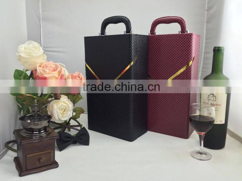 high quality two bottle artificial leather wine box