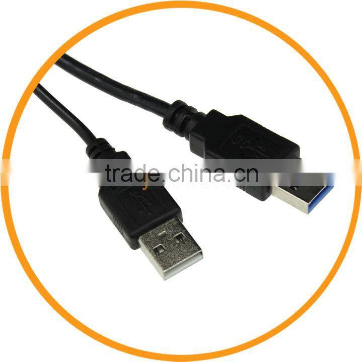 Dailyetech Dual USB 3.0 to SATA 15+7 Pin Data Power Cable Adapter 2.5" HDD Hard Drive