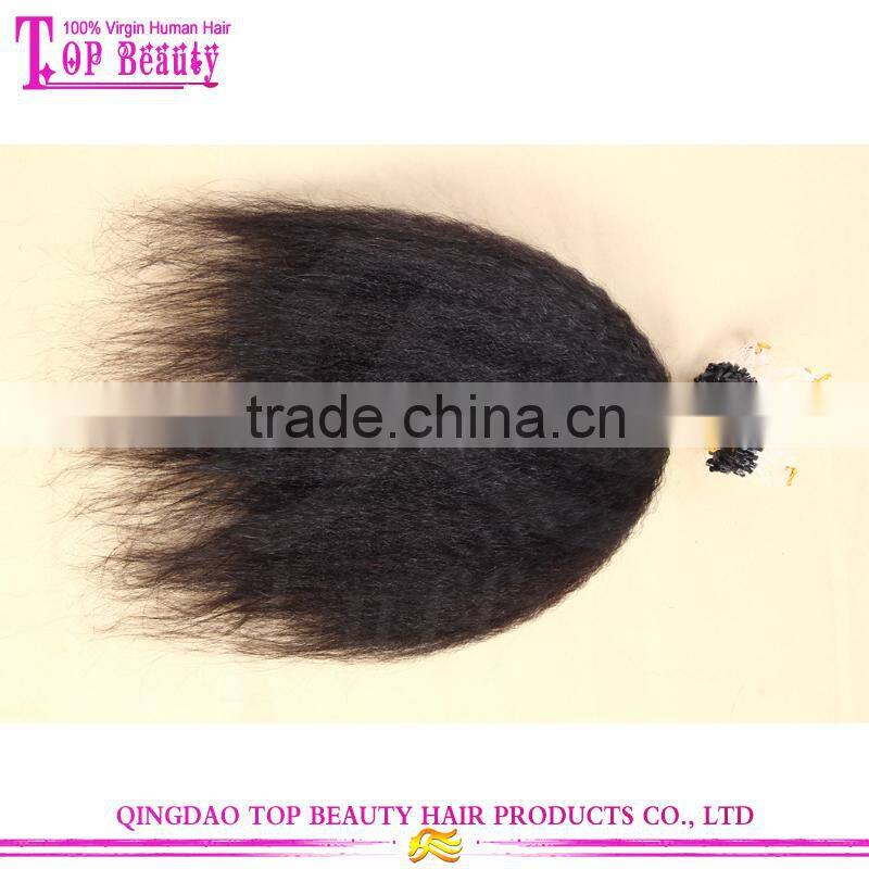 Top quality kinky straight hair extension 100% unprocessed human virgin brazilian micro ring loop hair extensions