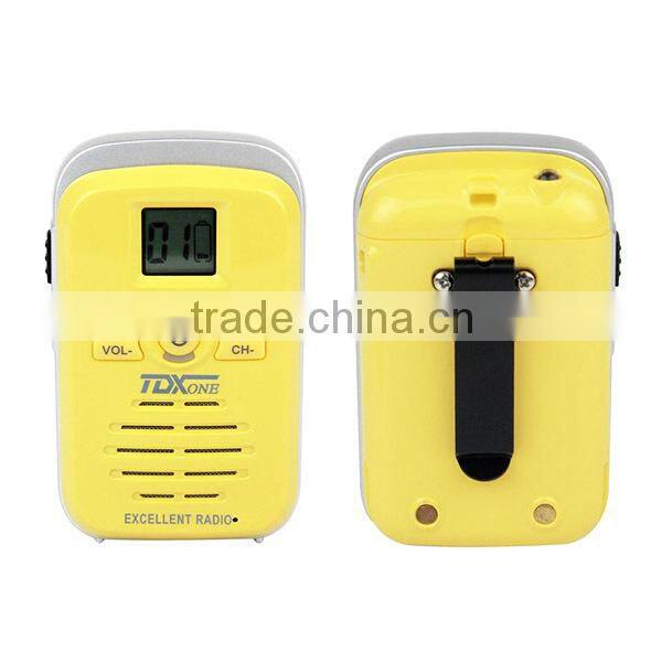 Mini Yellow UHF 450-470MHz16CH FM Scan Monitor Emergency Alarm Flashlight Function Walkie Talkie
