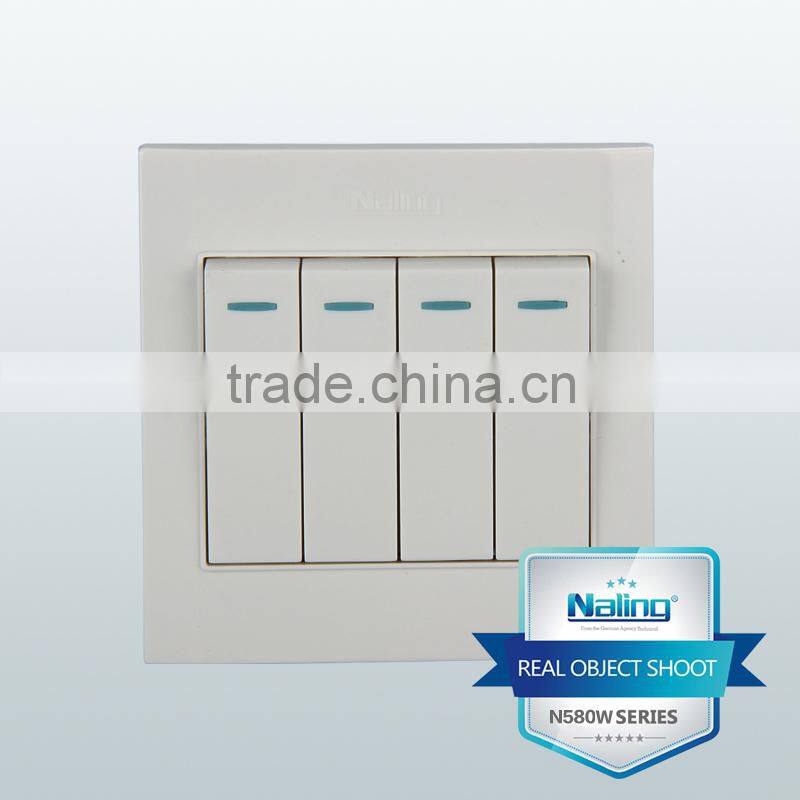 pure white 4 gang 2 way electric wall switch
