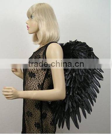 Adults' Black Costume Feather Angel Wings Point Up or Down