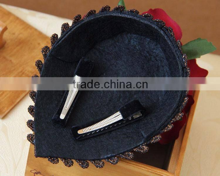 MYLOVE vintage big flower felt hat women party headwear wholesale