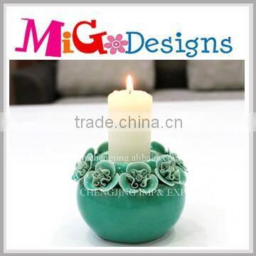 wholesale electro-plated pottery candle with flower shape