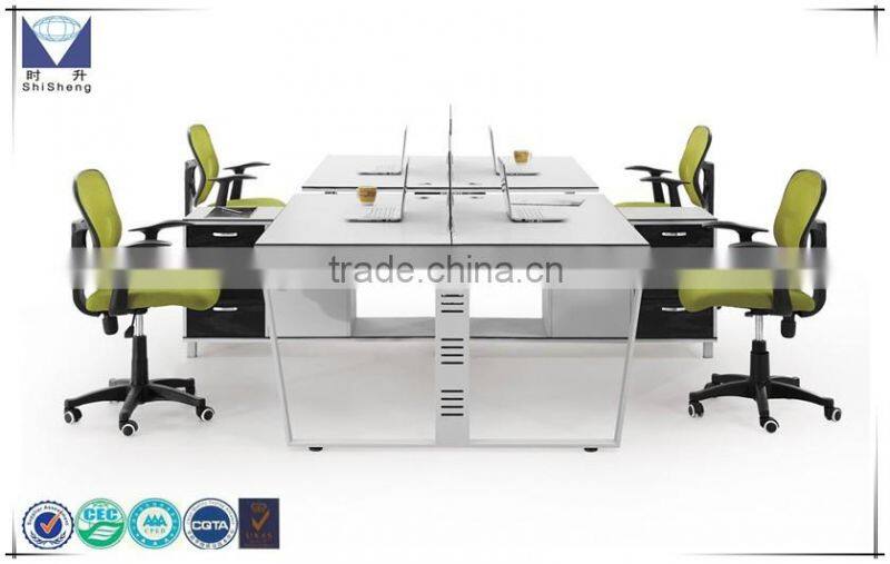 Factory price appealing four-seater MFC office furniture desk design