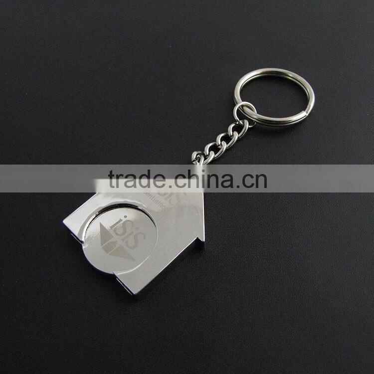 2016 promotion gifts Zinc Alloy House Trolley Coin Keychain with Agenty logo