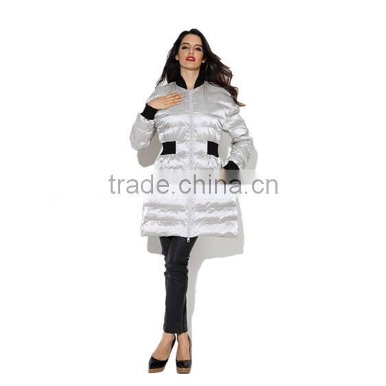 Pretty steps 2015 high end silver elegantly long length ladies winter Long Down & Feather Fill Coat
