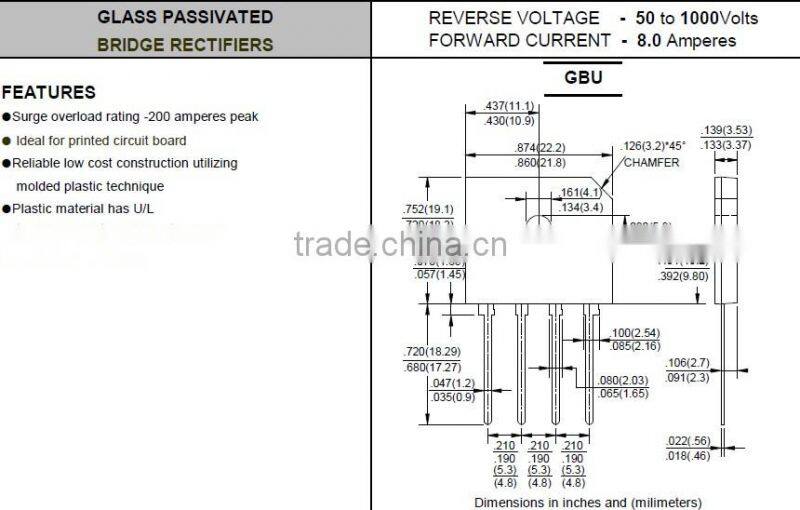 Thin Bridge Rectifier GBU Series