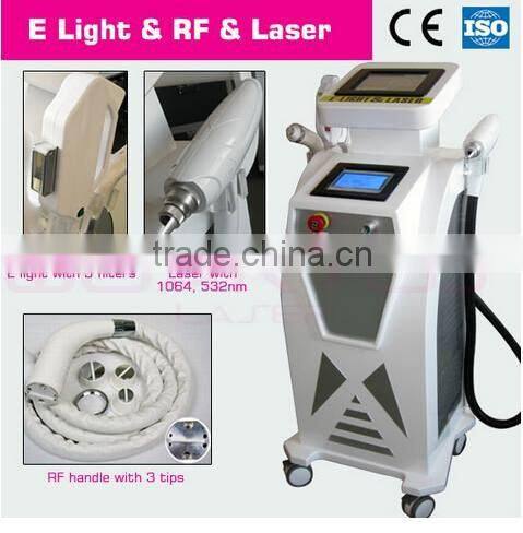 Taibo ODM OEM e-light ipl rf+nd yag laser/E-light +RF +Q-switch nd yag laser tattoo removal hair removal machine 3in1