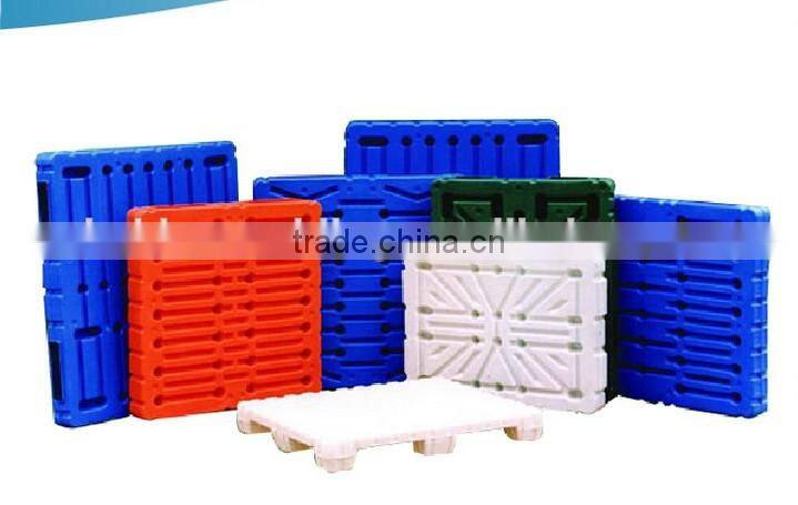 Customize OEM blow molding plastic pallet combined with 8 steel inside single faced plastic pallet