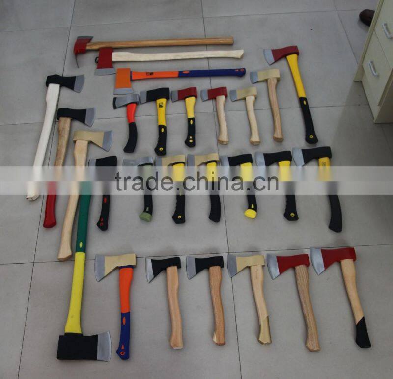 Felling axe with wooden handle