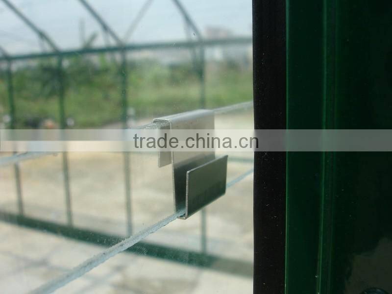 Aluminium spring clips dark green glass greenhouse HX78125G-1