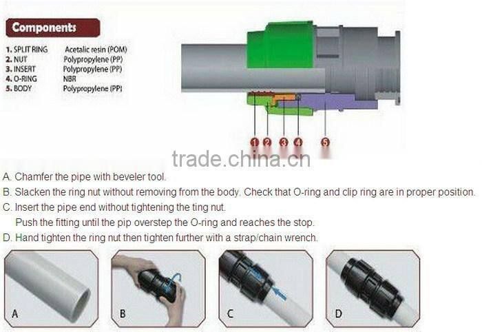PN16 PP PE COMPRESSION FITTING FEMALE TEE
