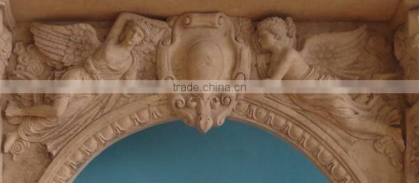 Decorative Natural Stone Arch Door Surround with Angel Design