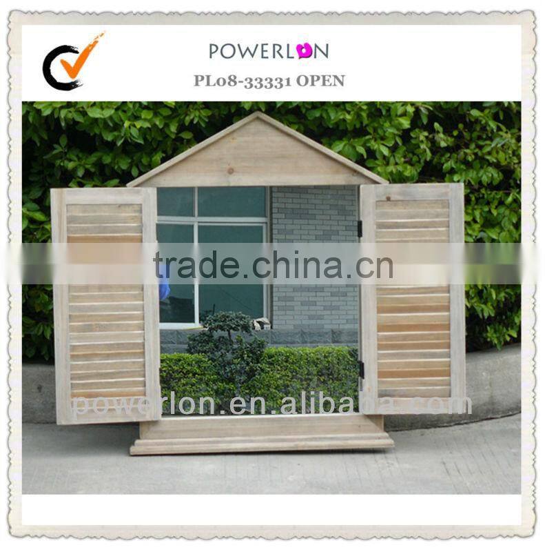 Wooden frame antique window mirror