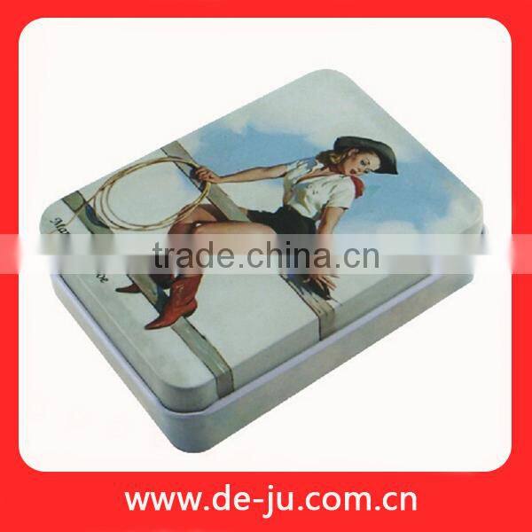 Hand Square Box Heart Printing Lovely Tin Box For Candy