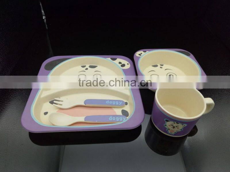 factoy printing bidegradable bamboo fibre kid's dinnerware set