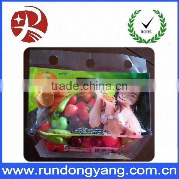 printed plastic zip lock fruit bag with handle