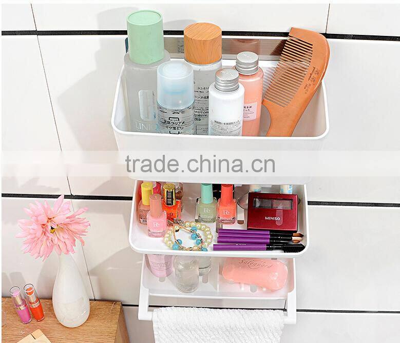 Wholesale Stock Multifunction Kitchen Bathroom No Mark Sticky 3 in 1 Plastic Storage Rack