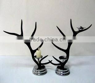 Creative black resin artificial deer antler candle holder