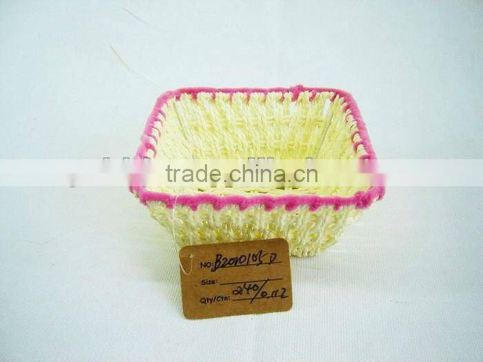 Paper rope woven iron frame storage gift basket