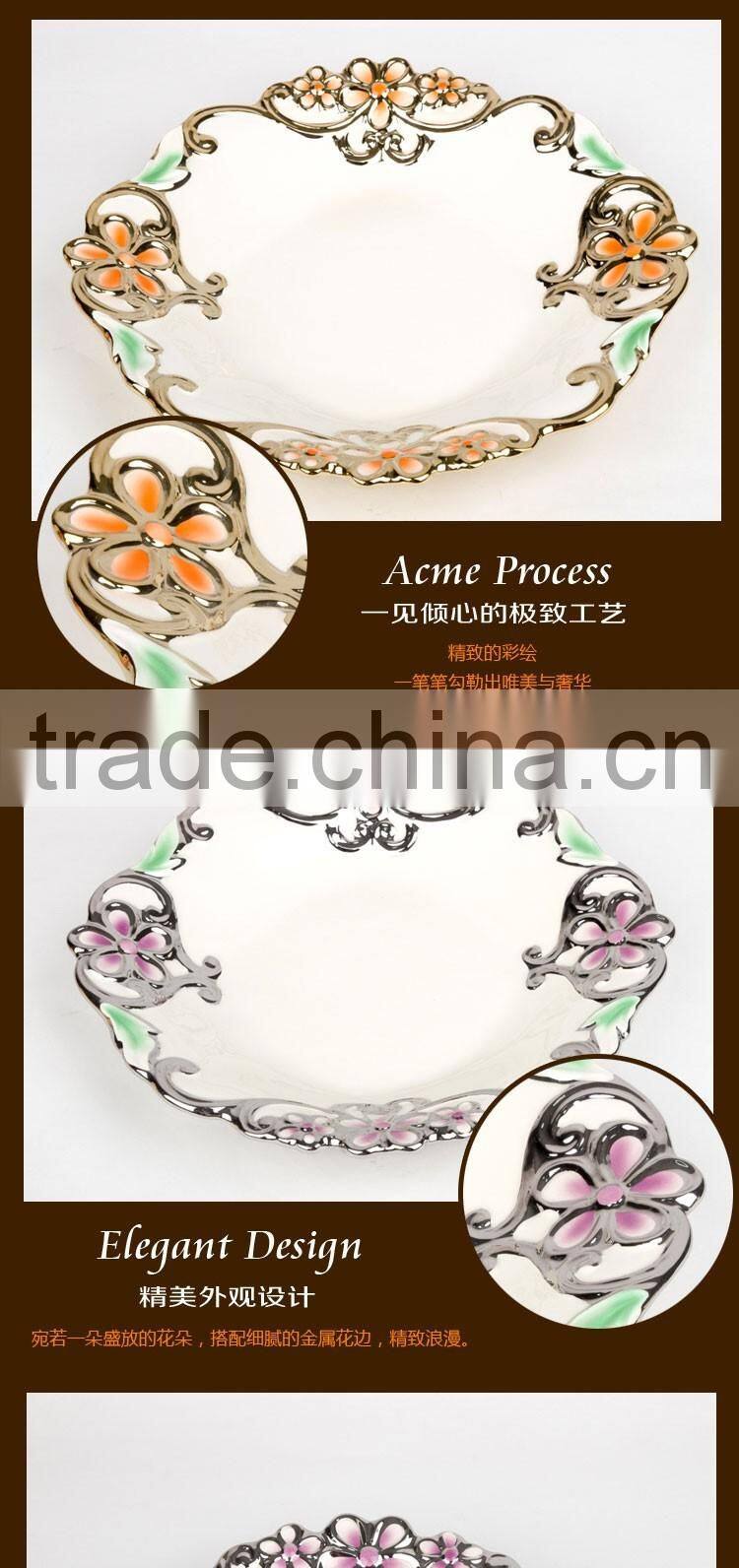 Wholesale Decoration bulk ceramic fruit tray/dessert tray dinner plate