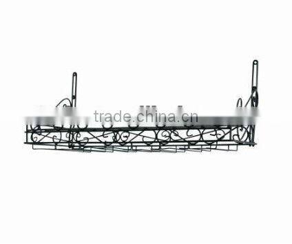 Metal Wine Bottle and Glass Wall Rack, Matte Black