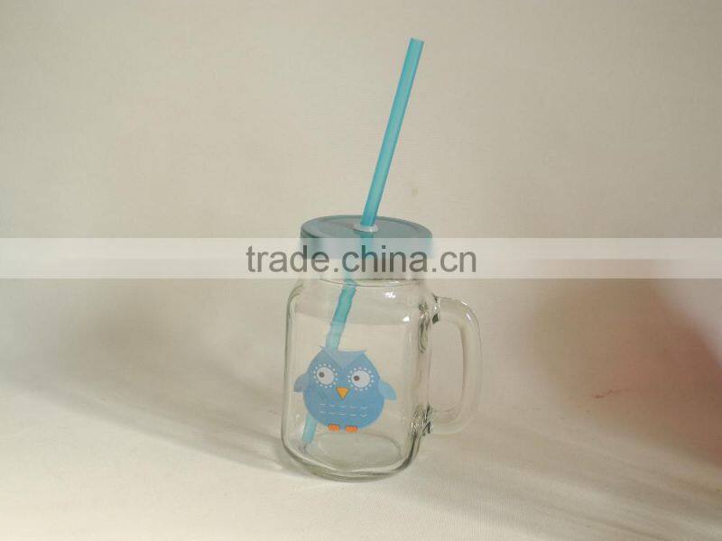 glass mason jar mason mug with handle and silver lid